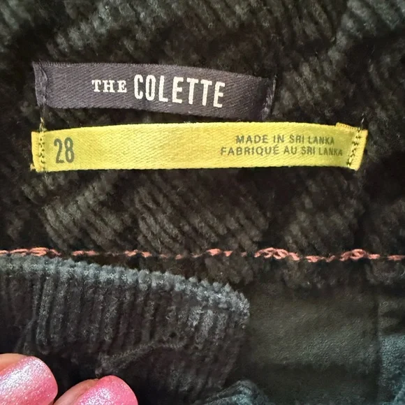 Anthropologie Maeve Colette Bow Corduroy Wide Crop Leg Pants 28 Forest Green - Picture 7 of 14